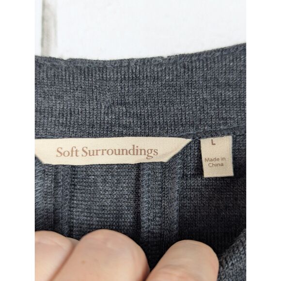SOFT SURROUNDINGS Wool-Blend Tunic Minimalist Lagenlook Stretch Knit Gray Large - Picture 4 of 5
